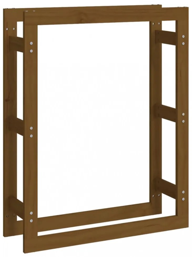 mézbarna tömör fenyőfa tűzifatartó állvány 80x25x100 cm
