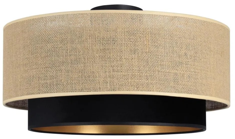 Mennyezeti lámpa SARTA 1xE27/60W/230V Ø 45 cm fekete/juta