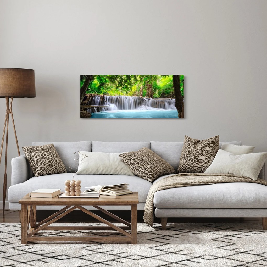 Kép - Vízesés, kék (120x50 cm)
