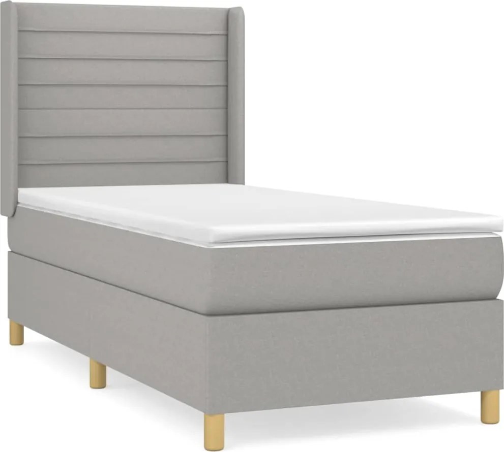 vidaXL világosszürke szövet rugós ágy matraccal 100 x 200 cm