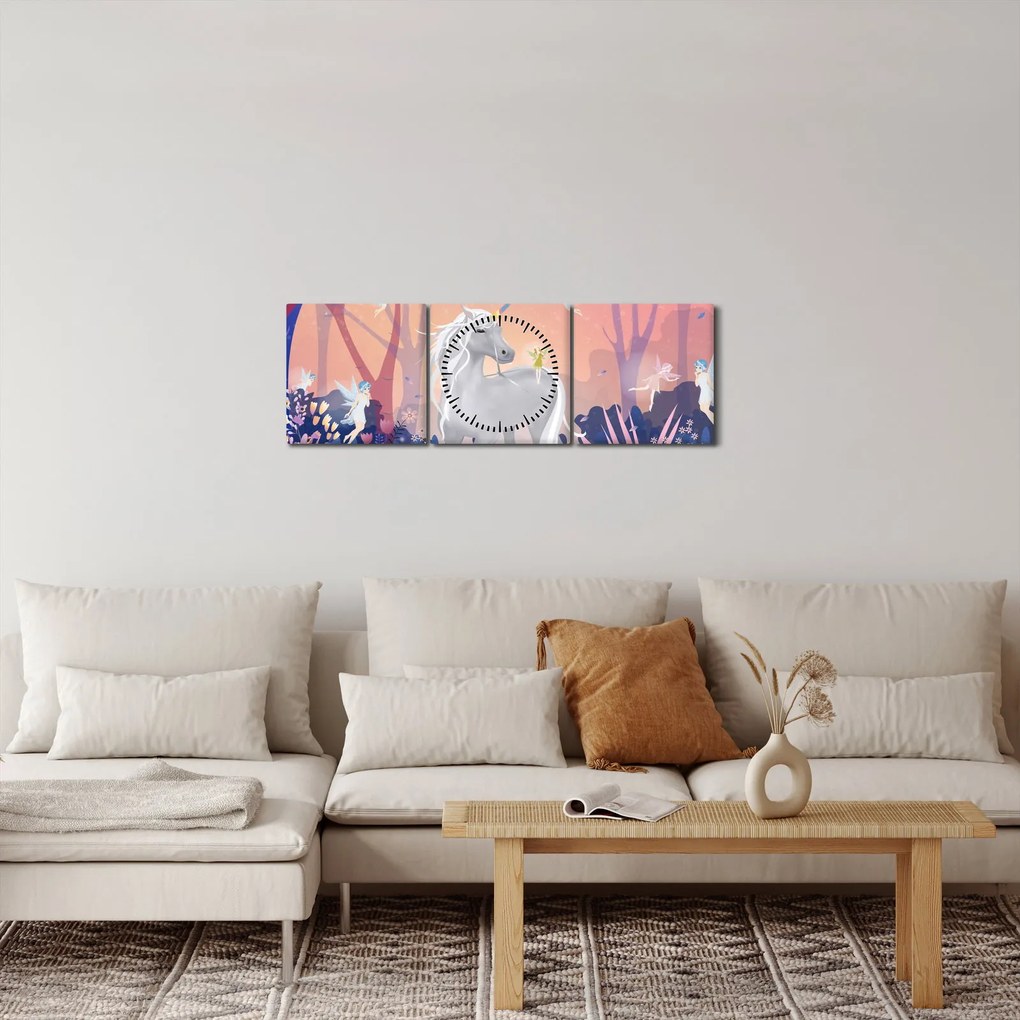 Kép - egyszarvú alatt egy varázslatos erdőben (órával) (90x30 cm)