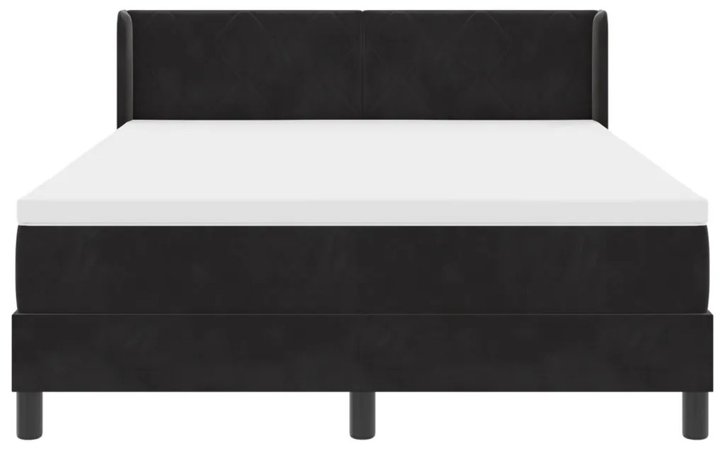 Box Spring Ágy Matrac Készlettel Fekete 140x200 cm Bársonyos
