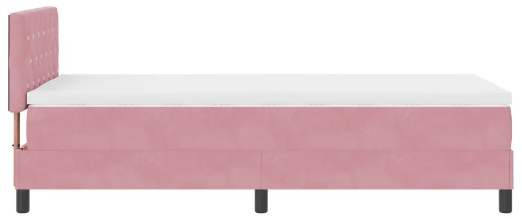 Box Spring Ágy Matraccal Rózsaszín 90x200 cm Bársony