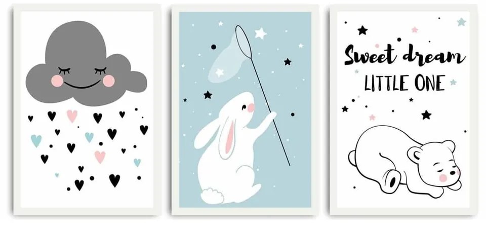 Gyerek kép készlet 3 db-os 35x50 cm Sweet Dreams Little One – Wallity