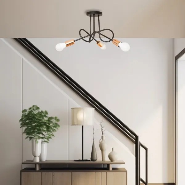 LED felületre szerelt csillár OXFORD 3xE27/15W/230V fekete