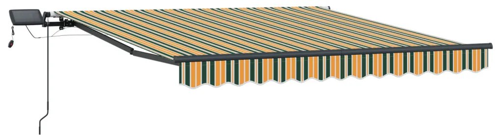 Kézi Behúzható Napellenző LED-del Zöld és Sárga 350x250 cm