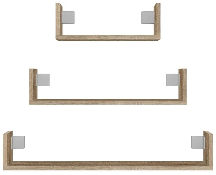 Aldabra MOBI 3P fali polcok 80/60/40x20x14 cm, sonoma (3 részes)