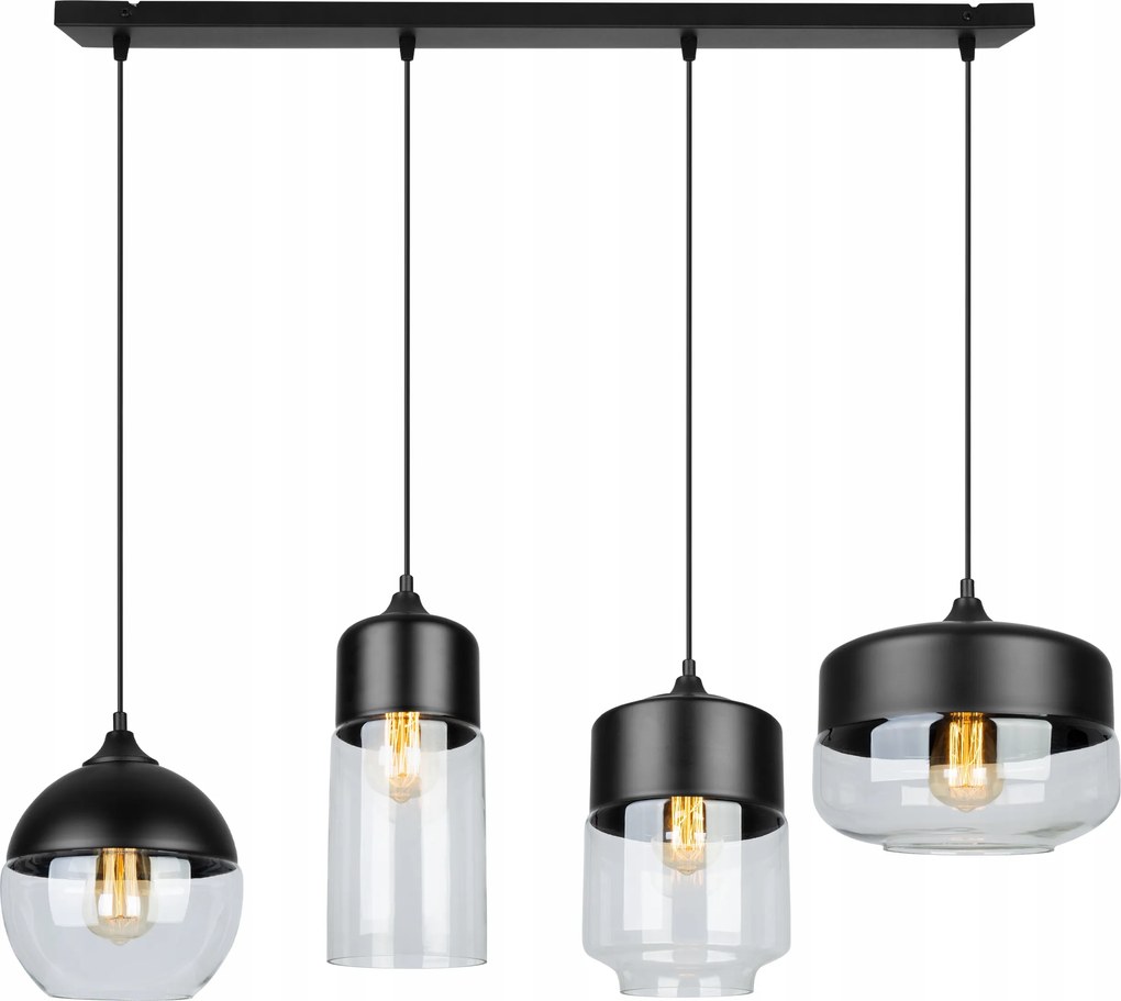 Mennyezeti Lámpa Lógó Csillár Üveg Fekete Díszléc Loft Asztal Sziget