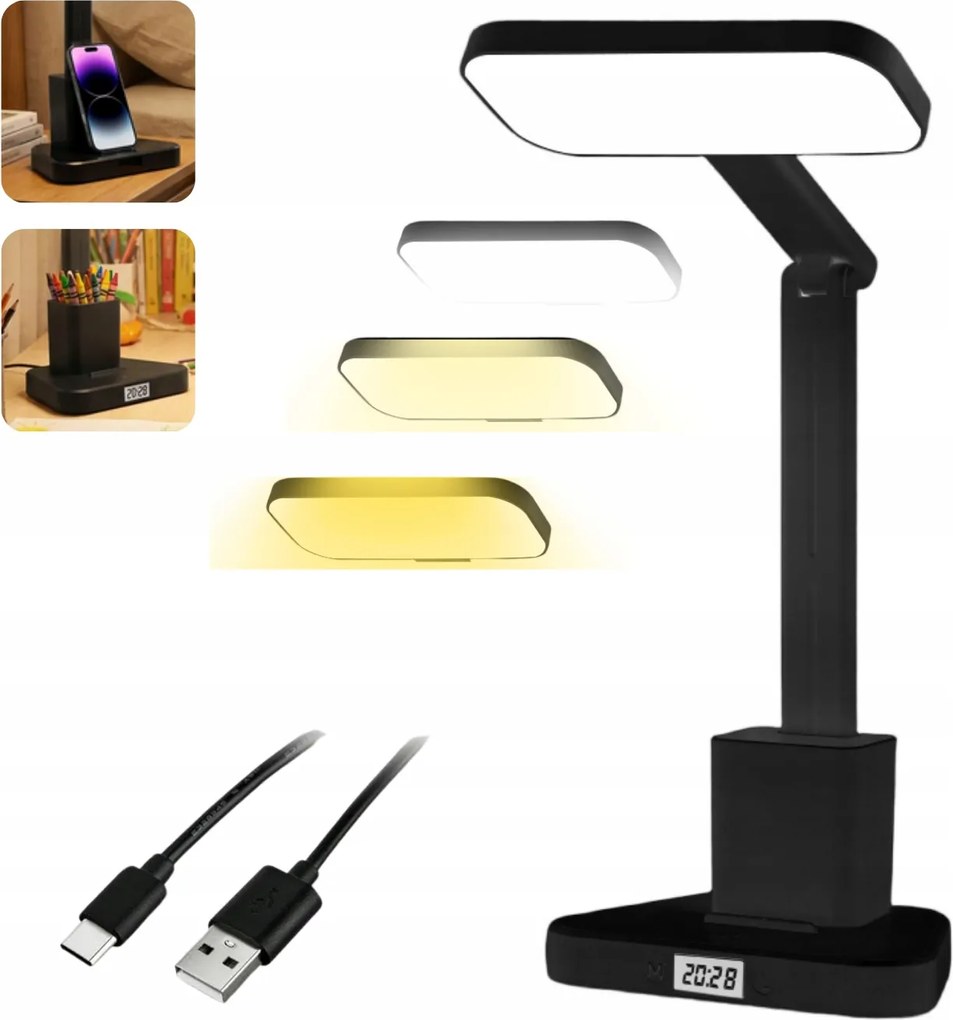 LED-es asztali lámpa Tompítható Állítható Iskolai Olvasóasztal +usb-c