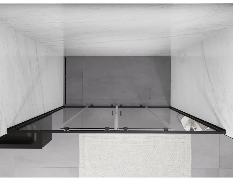 Mexen Exo, 2 szárnyú csúszó 200x200 cm, 6mm átlátszó üveg, fekete profil, 8152-200-000-70-00