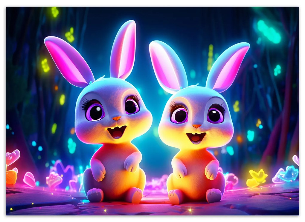 Gario Vászonkép Színes nyuszik Méret: 120 x 80 cm