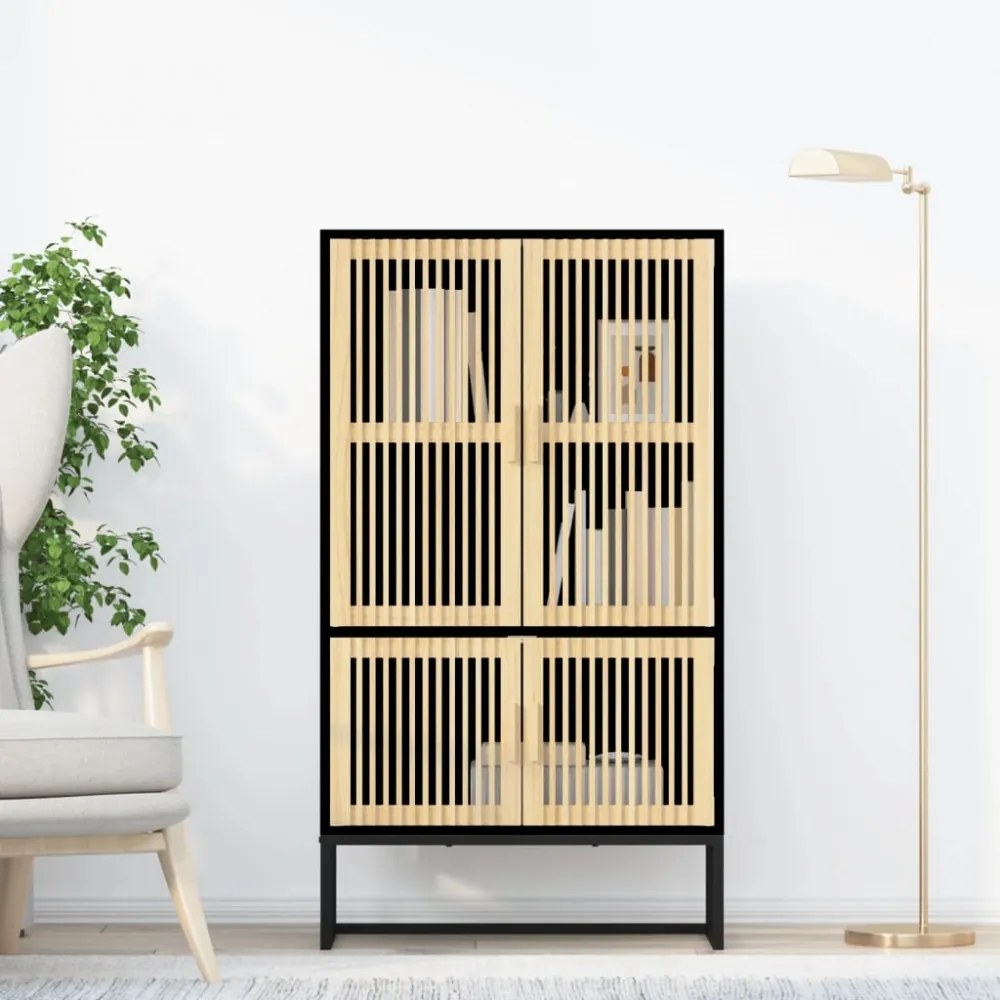 fekete szerelt fa magasszekrény 70 x 35 x 125 cm