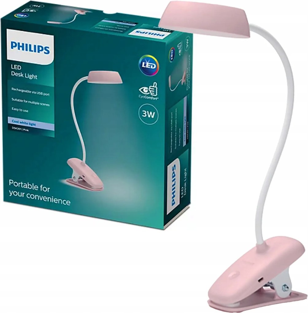 Asztali Led lámpa Donutclip 3W 4000K Tompítható Usb Rózsaszín