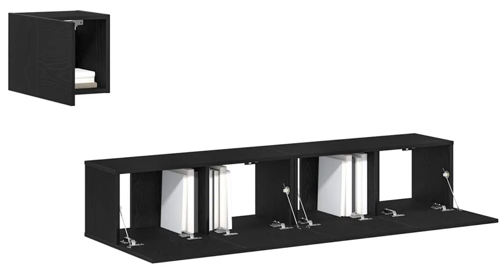 TV Szekrény Készlet 4 pcs Musta tammi 80 x 30 x 30 cm Faanyag