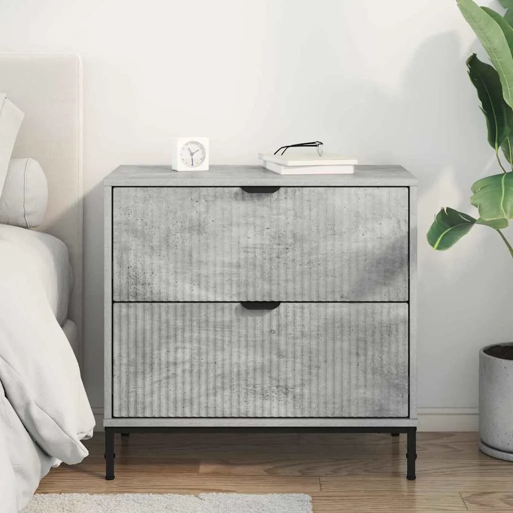 Éjjeli asztal fiókkal Beton szürke 63.5 x 36 x 61 cm Faanyag