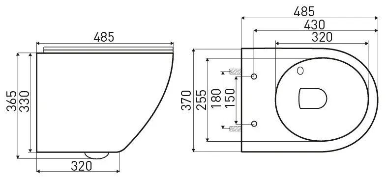 Kasos fali rimless WC