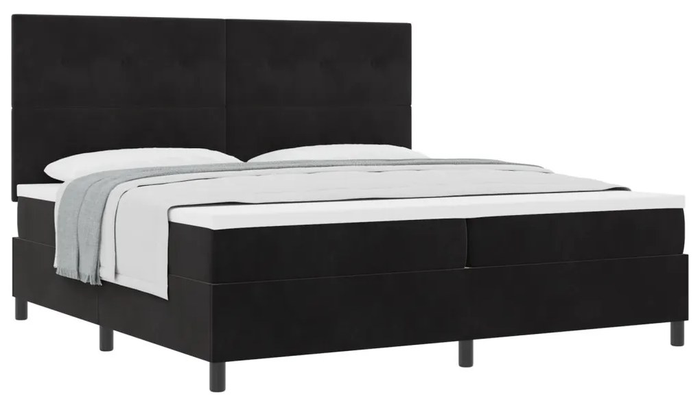 Boxspring Ágy Matrac nélkül Fekete 200x200 cm Bársony