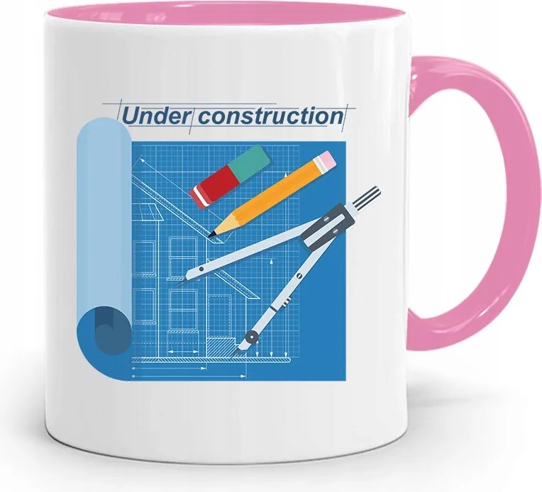 Under Construction Rózsaszín Építész Bögre fényképes nyomtatással