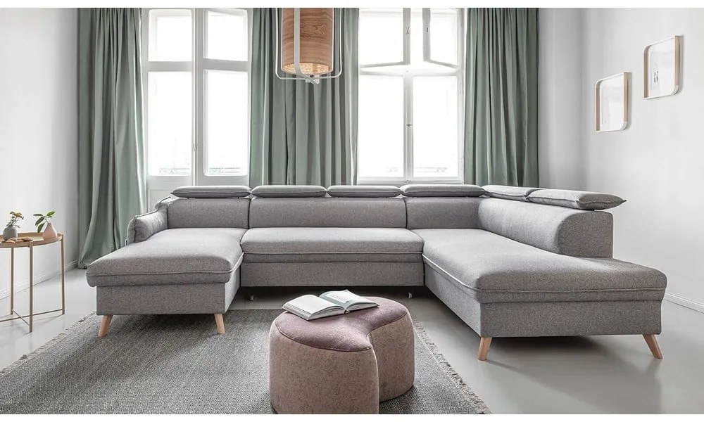 Világosszürke kinyitható sarokkanapé (jobb oldali) Sweet Harmony – Miuform