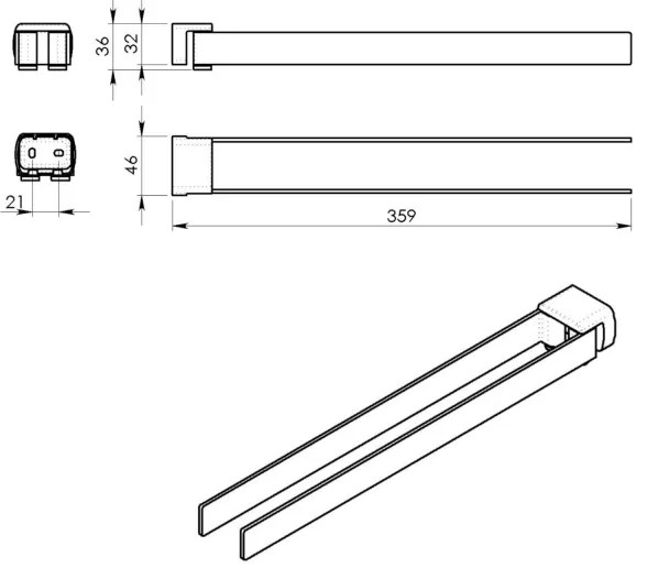 Gedy - Fali forgó törülköző tartó PIRENEI 36 cm fényezett króm