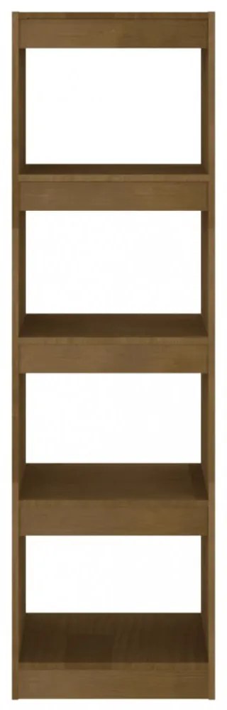 mézbarna fenyőfa könyvszekrény térelválasztó 40 x 30 x 135,5 cm