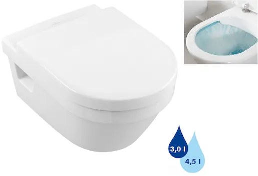 Villeroy & Boch Architectura wc falra szerelhető omnia fehér színben fényes felülettel hátsó kifolyással 5684R001