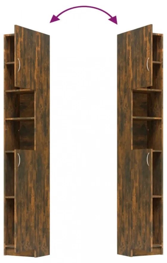füstös tölgy színű szerelt fa fürdőszobaszekrény 32x25,5x190 cm