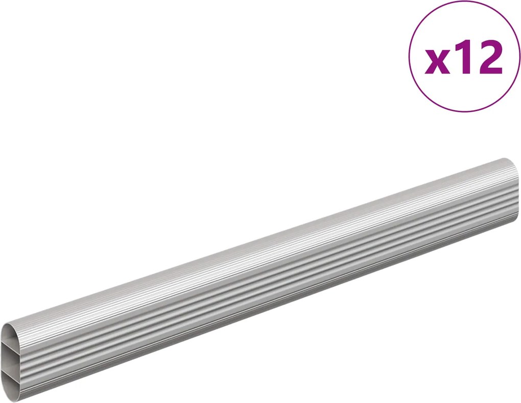 vidaXL Szekrény rúd 12 pcs Ezüst 764 x 15 x 29 mm Alumínium ötvözet
