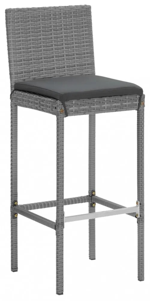 vidaXL 7 részes szürke polyrattan kerti bárszett párnákkal