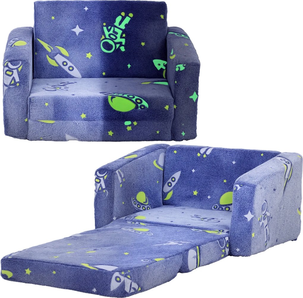 AIYAPLAY Összecsukható Gyermek Fotelj, Gyerekeknek Dönthető Kanapé 2 az 1-ben Babák Számára, Fénylő Szövet Borítással, Mosógépben Mosható Párna és Huz