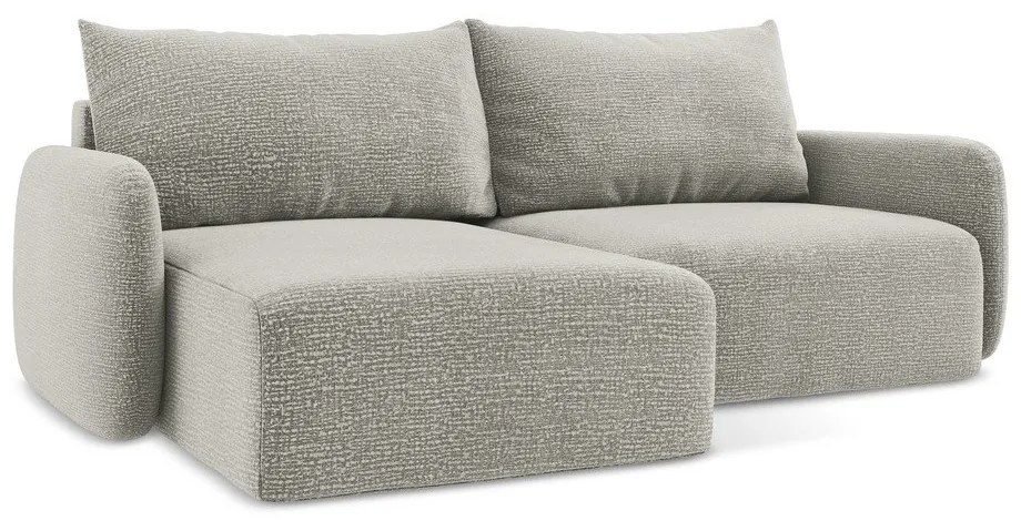 Világosszürke kinyitható-tárolóhelyes sarokkanapé (bal oldali) Kalena – Makamii