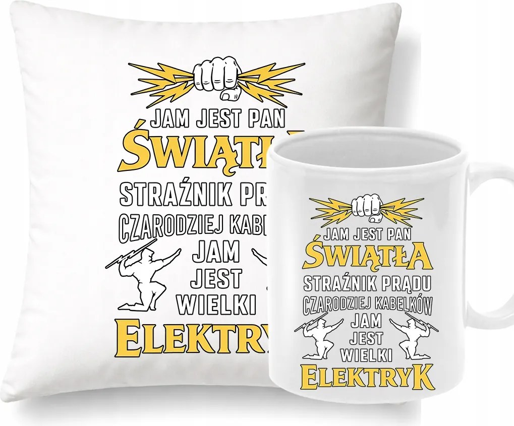 Párna Bögre Ajándék Szett Villanyszerelőnek Áram nem Ketyeg
