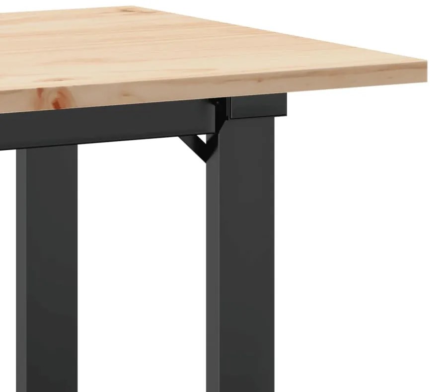 tömör fenyőfa és acél étkezőasztal O-vázzal 100x50x75 cm