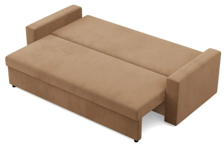 Zeus kanapéágy, szövet anyag, hab töltet, egyenes kartámasz, barna