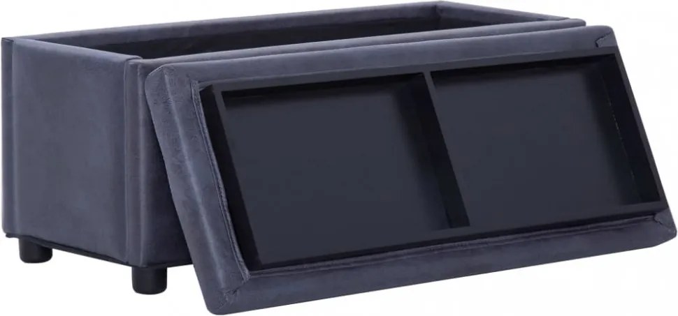 szürke művelúr tárolózsámoly 87,5 cm