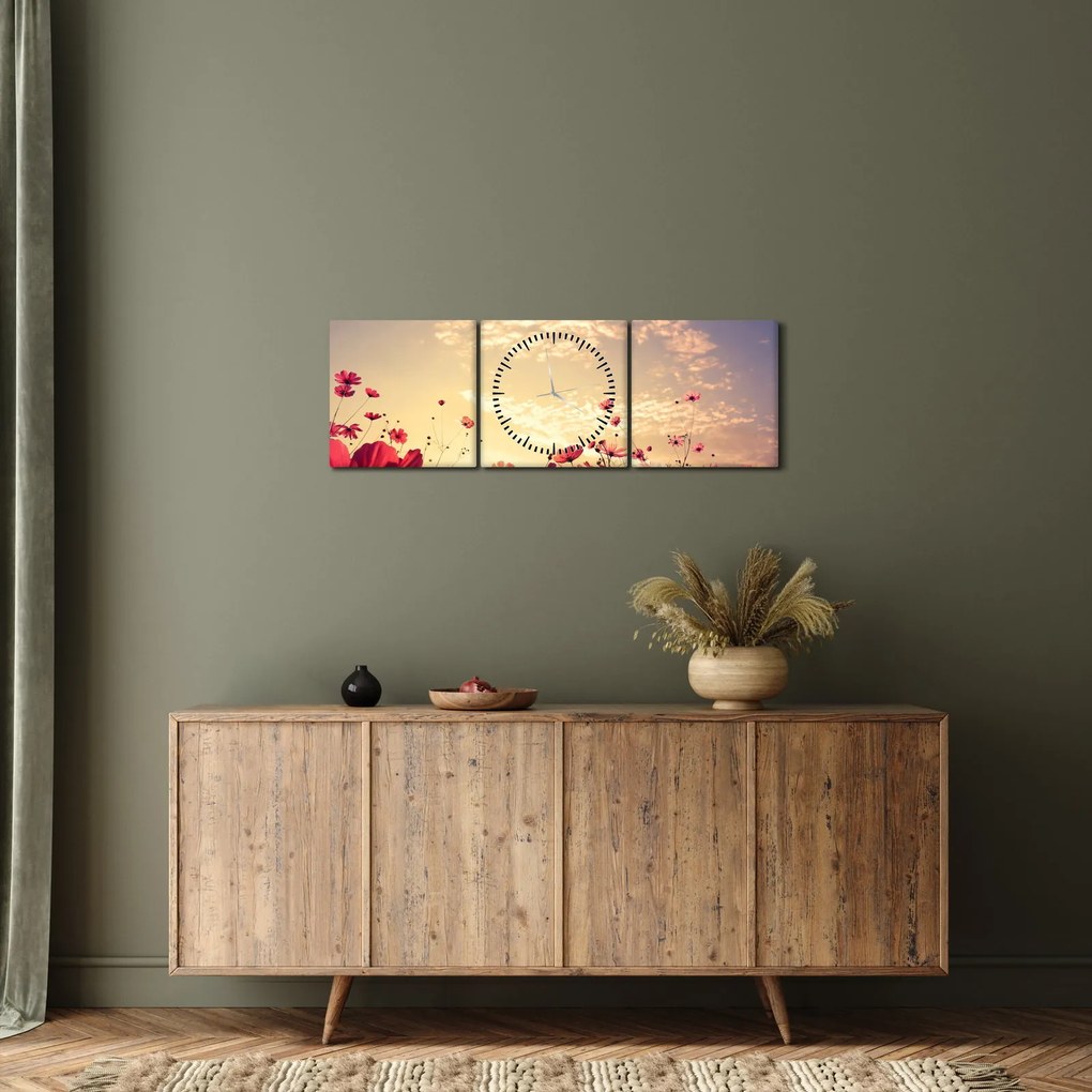 Kép - Rét virágokkal (órával) (90x30 cm)