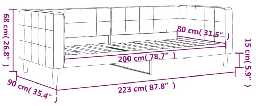 fekete bársony kanapéágy 80 x 200 cm