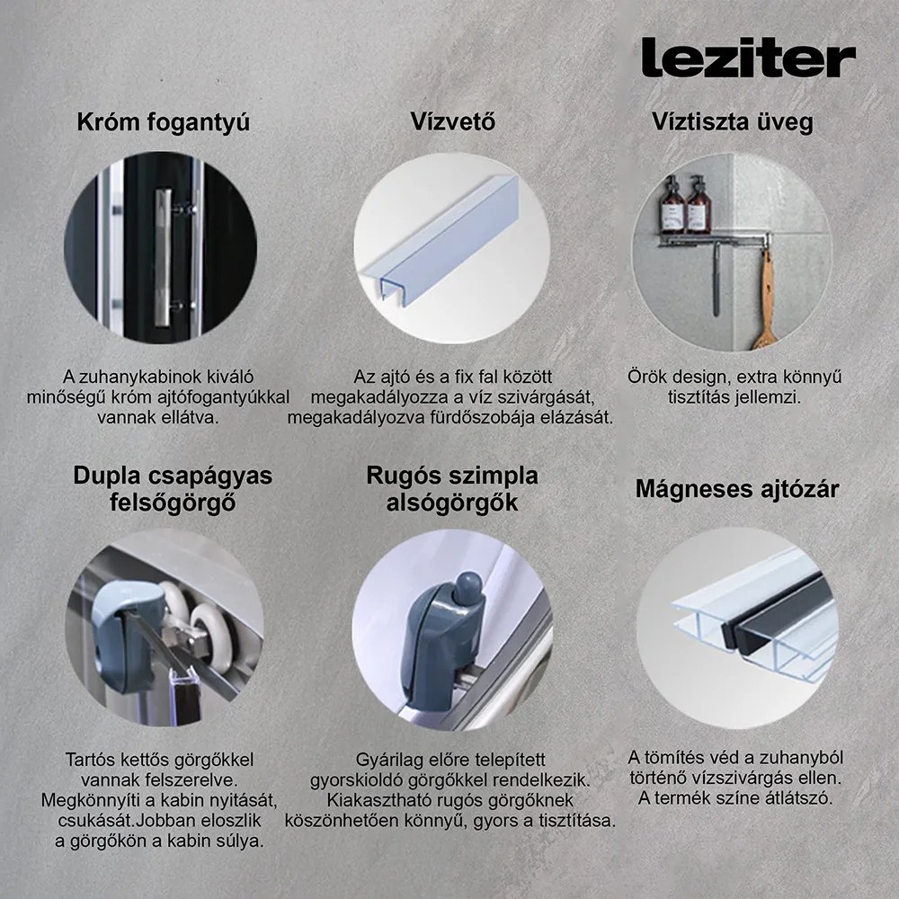 Vital Black hidromasszázs zuhanykabin 80x80 cm-es méretben