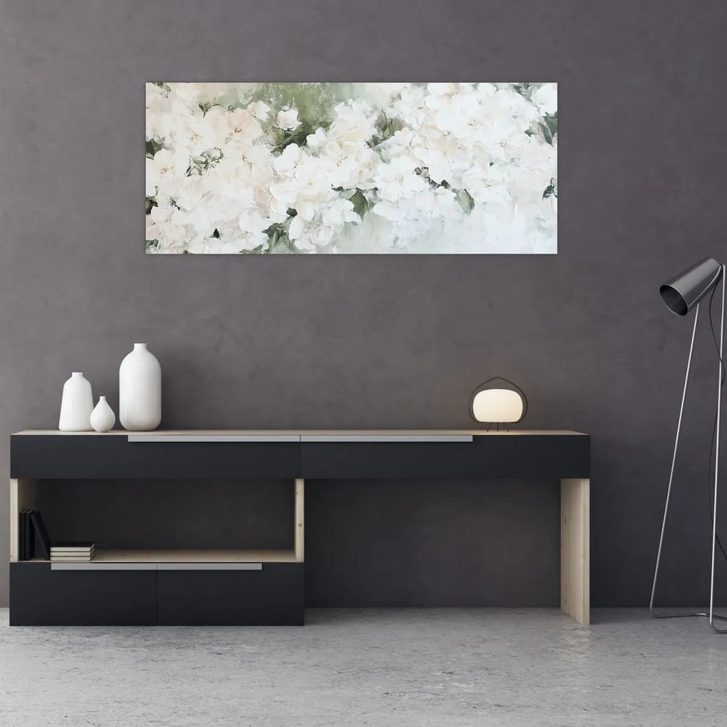 Kép - Fehér virág absztrakció (120x50 cm)