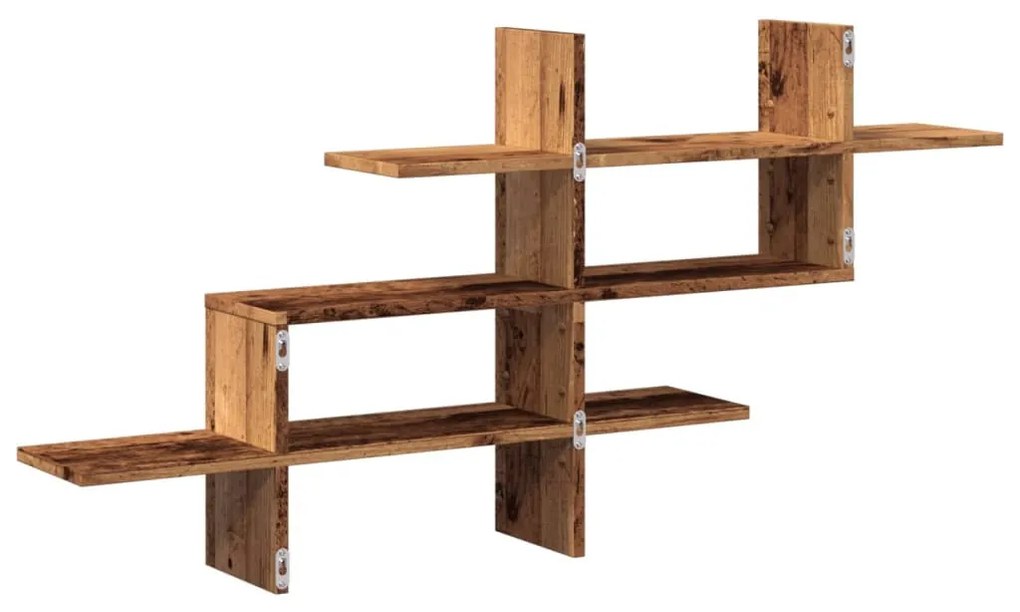 antik fa színű szerelt fa fali polc 124,5 x 18 x 60,5 cm
