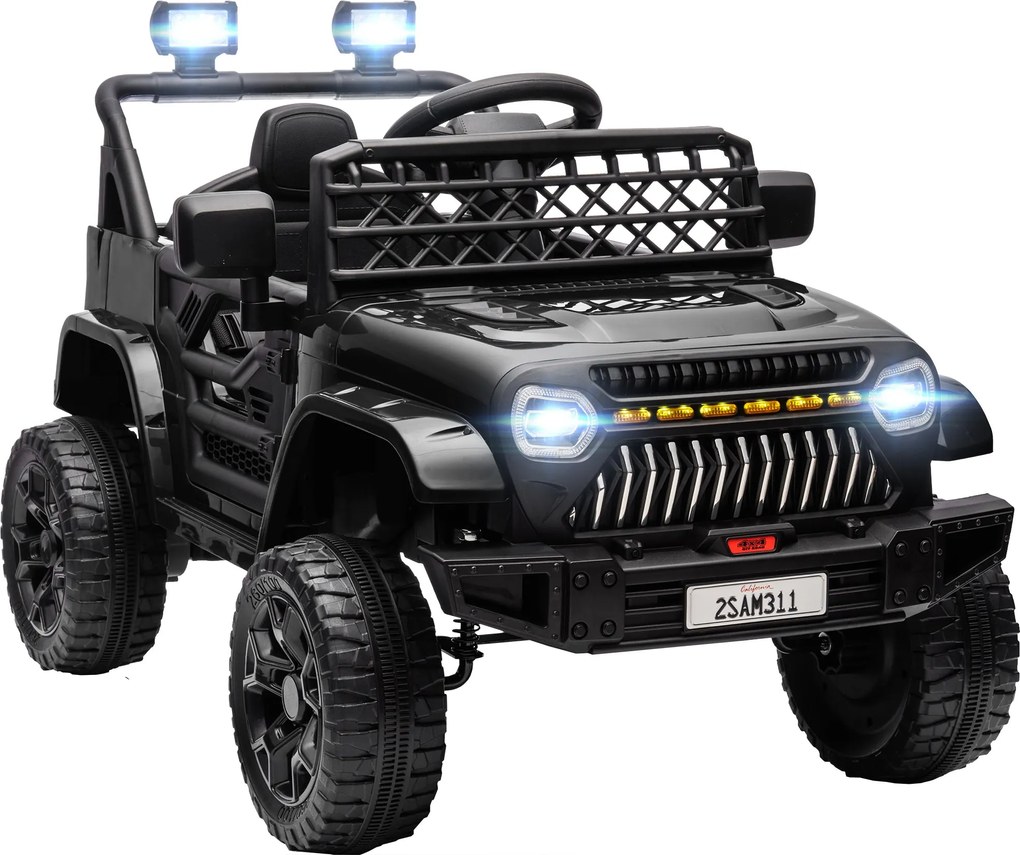 AIYAPLAY Gyerek Elektromos Autó 3 Éves Kortól, 12V Akkumulátorral Működő Távirányítós Játékautó, Állítható Sebességgel, USB Fényszóróval és Duda Feket