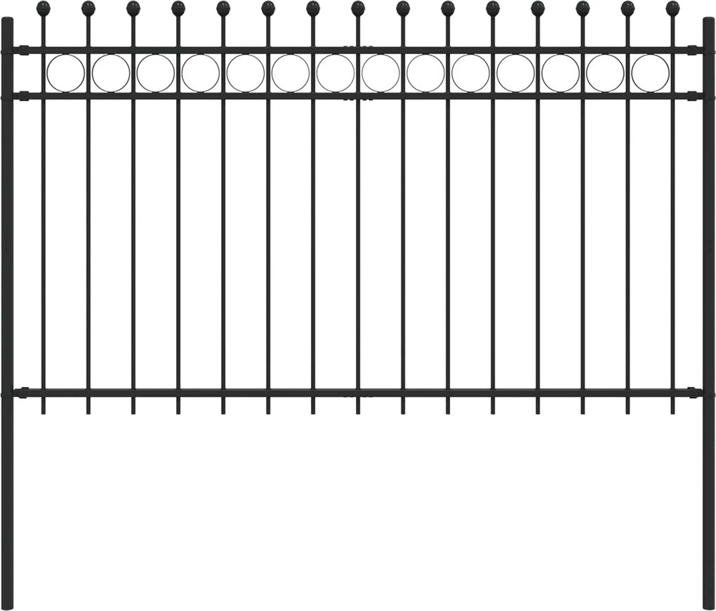 vidaXL Gyűrűs Kerítés Fekete 200 x 130 cm Porszórt acél