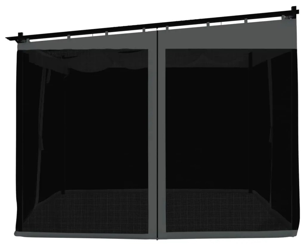 antracitszürke acél pavilon hálós oldalakkal 3 x 3 m