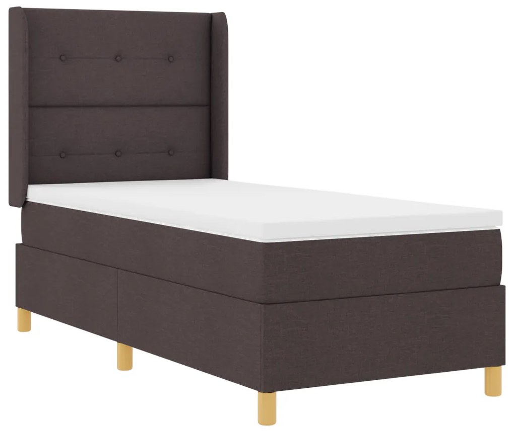 Felnyitható Boxspring Ágy Matracra & LED Fekete Barna 80x200 cm Szövet