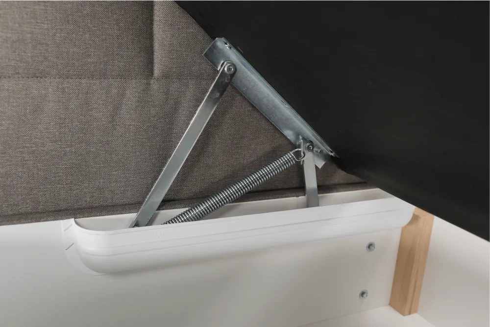 Boxspring típusú ágy 180x200, szürkésbarna taupe, FERATA TV KOMFORT