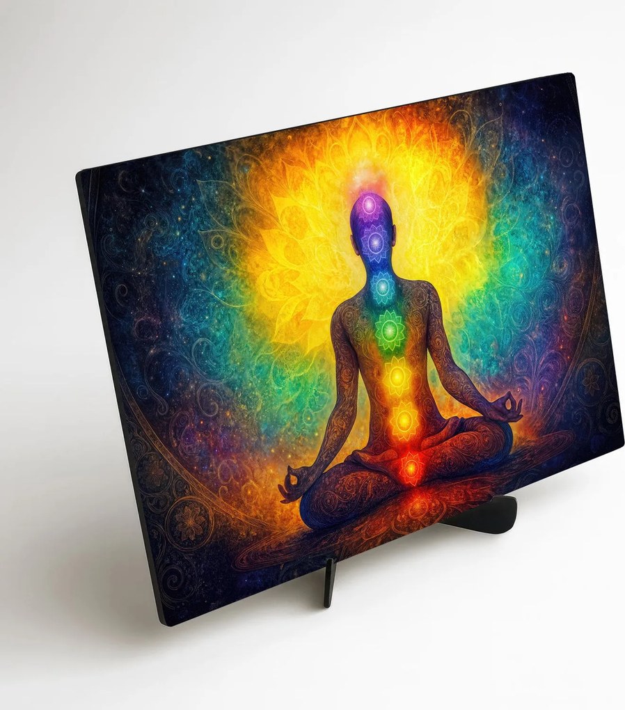 DUBLEZ | Fából készült meditációs kép - Jóga és csakrák