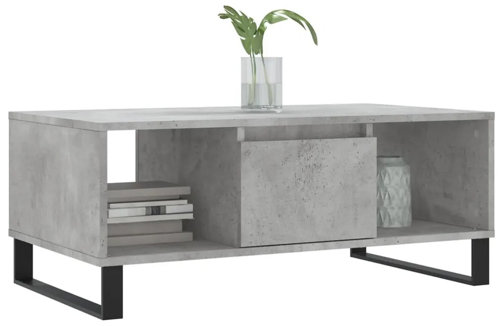 Betonszürke szerelt fa dohányzóasztal 90x50x36,5 cm