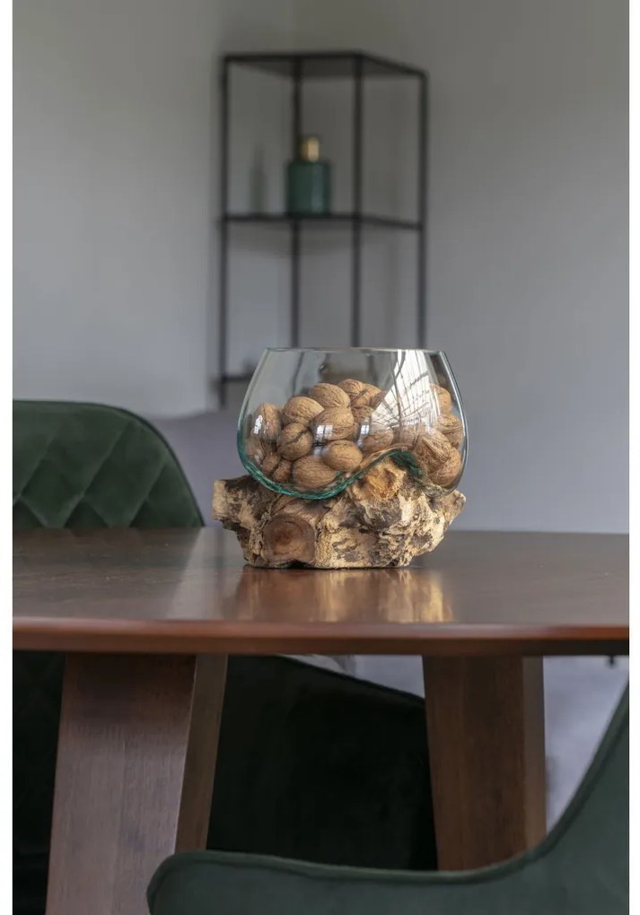 San Marino vízcsepp asztali dekoráció, teak fa/üveg, 15 cm