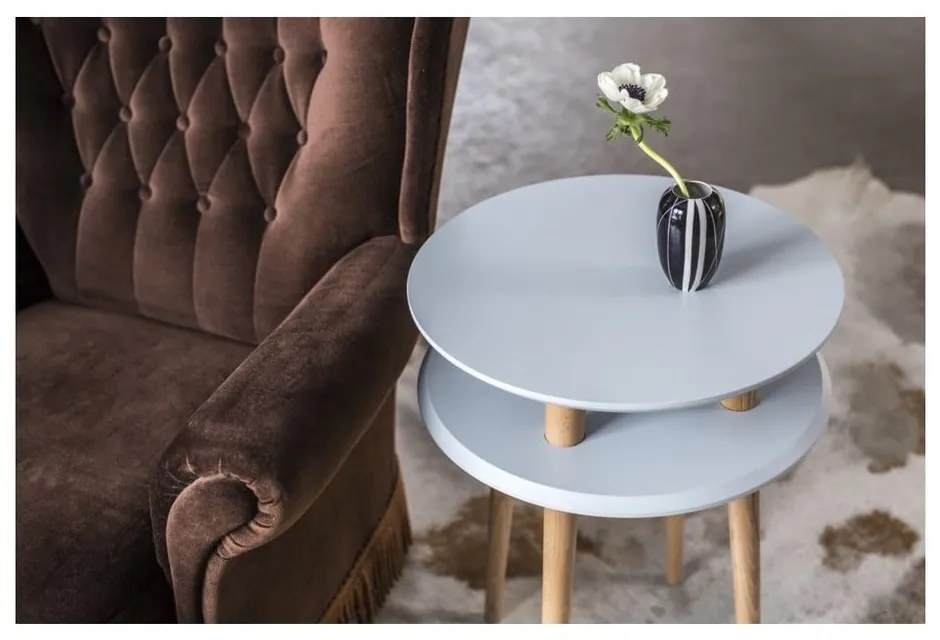 UFO világosszürke tárolóasztal, ⌀ 45 cm - Ragaba