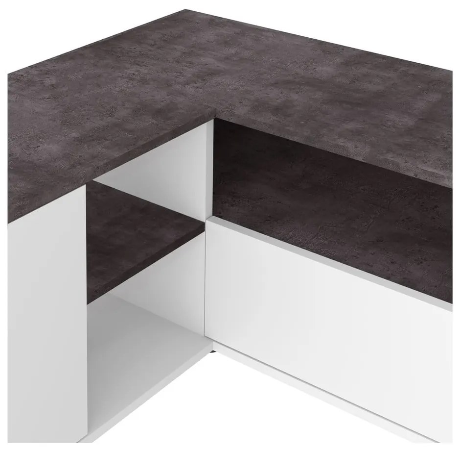 Fehér-szürke TV-állvány beton dekorral 90x45 cm Angle – TemaHome